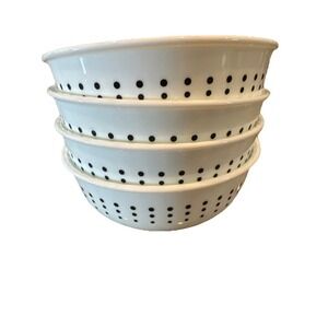4 X  Corelle Vitrelle Bayside Dots 5.5" X 2" Cereal Bowls Blue White Excellent